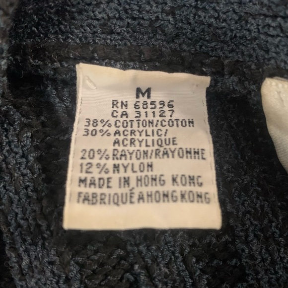 DKNY Classic Ribbed Long Sleeve V-Neck Button Front Cardigan Navy Blue Medium - Picture 5 of 5